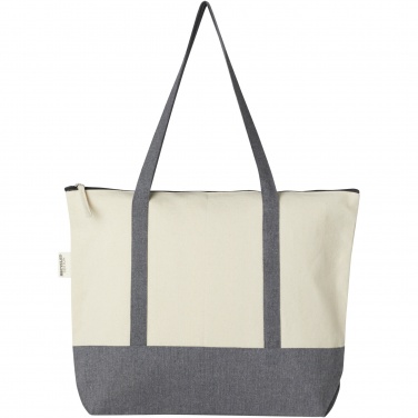 Logo trade promotional giveaways picture of: Repose 320 g/m² recycled cotton zippered tote bag 10L