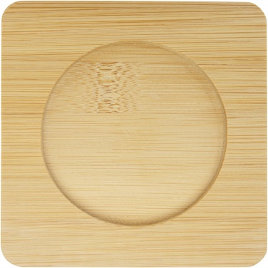 Logo trade advertising products picture of: Manti 2-piece 250 ml double-wall glass cup with bamboo coaster 