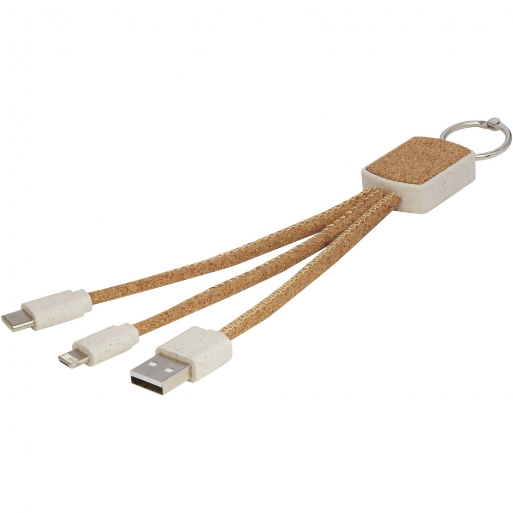 Logo trade business gift photo of: Bates wheat straw and cork 3-in-1 charging cable