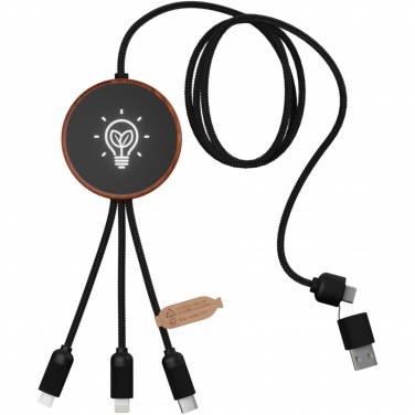 Logo trade promotional gift photo of: SCX.design C40 5-in-1 rPET light-up logo charging cable and 10W charging pad