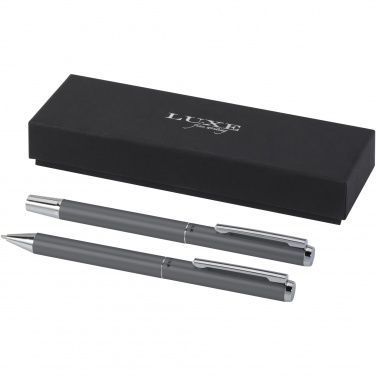 Logo trade corporate gifts picture of: Lucetto recycled aluminium ballpoint and rollerball pen gift set