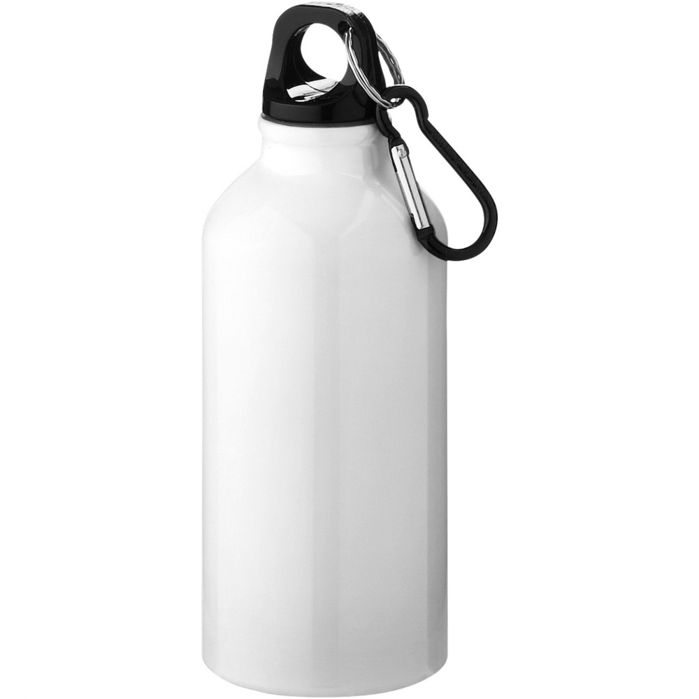 Logo trade business gift photo of: Oregon 400 ml RCS certified recycled aluminium water bottle with carabiner