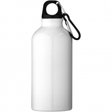 Logotrade promotional product picture of: Oregon 400 ml RCS certified recycled aluminium water bottle with carabiner