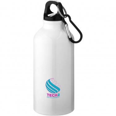 Logotrade advertising product image of: Oregon 400 ml RCS certified recycled aluminium water bottle with carabiner