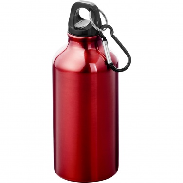 Logotrade promotional product image of: Oregon 400 ml RCS certified recycled aluminium water bottle with carabiner