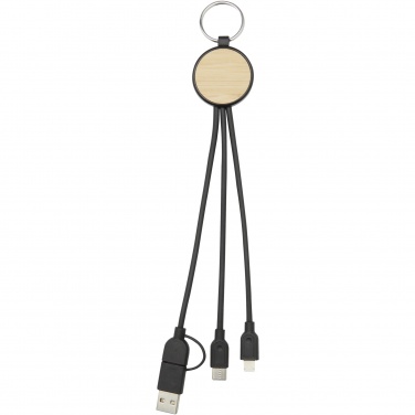 Logo trade promotional gifts image of: Tecta 6-in-1 recycled plastic/bamboo charging cable with keyring