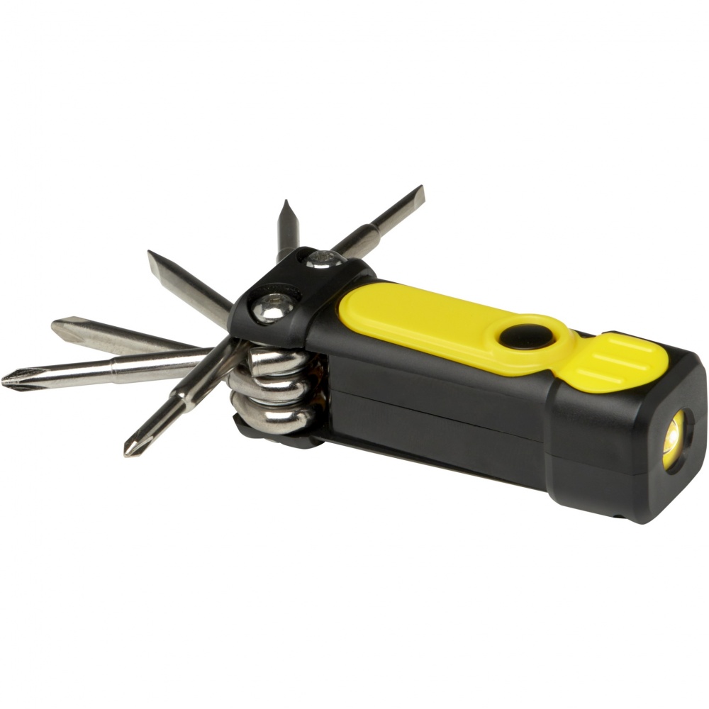 Logo trade business gifts image of: Octo 8-in-1 RCS recycled plastic screwdriver set with torch