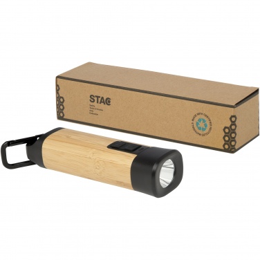 Logotrade corporate gift image of: Kuma bamboo/RCS recycled plastic torch with carabiner