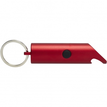 Logo trade promotional merchandise photo of: Flare RCS recycled aluminium IPX LED light and bottle opener with keychain