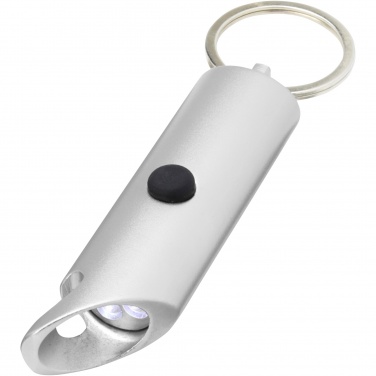 Logo trade advertising product photo of: Flare RCS recycled aluminium IPX LED light and bottle opener with keychain