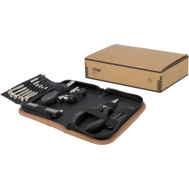 Logo trade promotional gifts picture of: Spike 24-piece RCS recycled plastic tool set with cork pouch