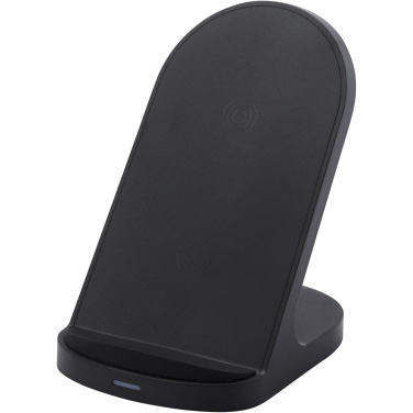 Logo trade business gifts image of: Loop 15W dual coil RCS recycled plastic wireless charging stand