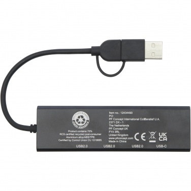Logo trade promotional items image of: Rise RCS recycled aluminium USB 2.0 hub