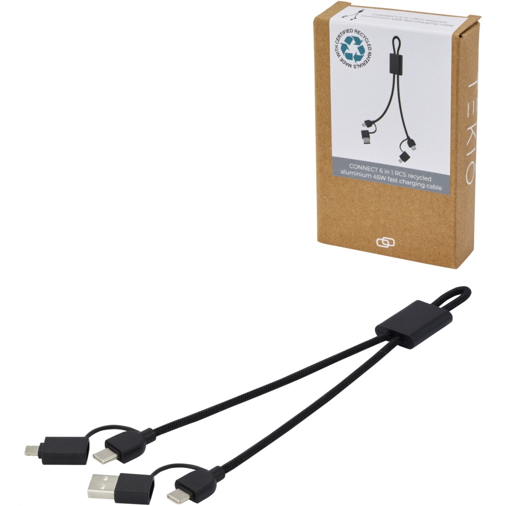 Logo trade promotional products picture of: Connect 6-in-1 RCS recycled aluminium 45W quick charge & data transfer cable