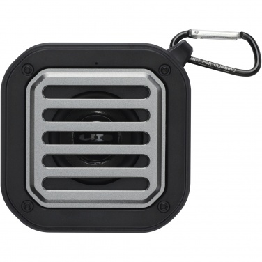 Logotrade promotional gifts photo of: Solo 3W IPX5 RCS recycled plastic solar Bluetooth® speaker with carabiner 