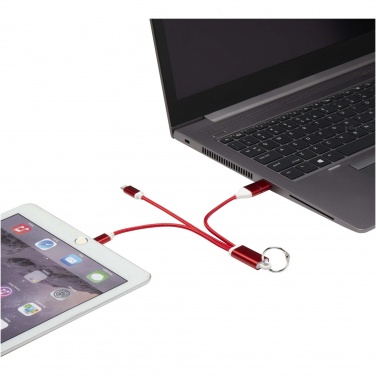 Logotrade corporate gift image of: Metal 4-in-1 recycled aluminium charging cable with keychain