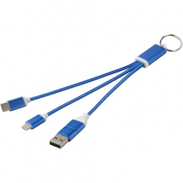 Logotrade promotional product picture of: Metal 4-in-1 recycled aluminium charging cable with keychain