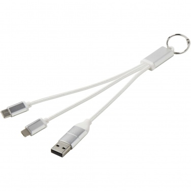 Logotrade promotional giveaway image of: Metal 4-in-1 recycled aluminium charging cable with keychain