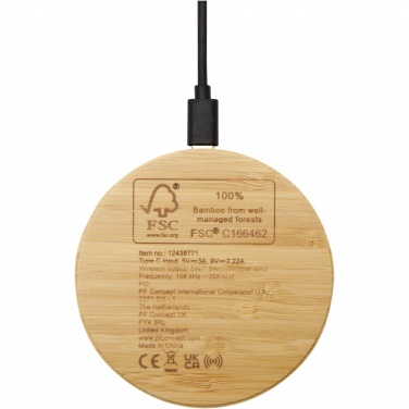 Logo trade corporate gifts picture of: Essence 15W bamboo wireless charging pad