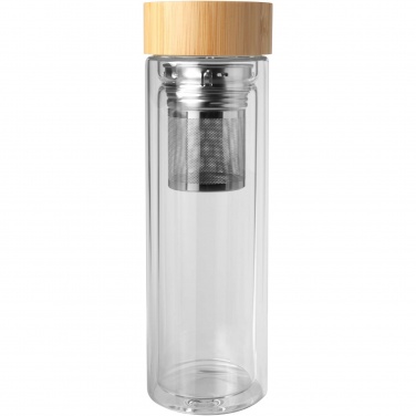 Logotrade promotional giveaways photo of: Bailey 400 ml borsilicate glass infuser bottle with bamboo lid