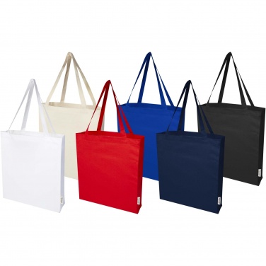 Logo trade promotional merchandise image of: Madras 140 g/m² GRS recycled cotton gusset tote bag
