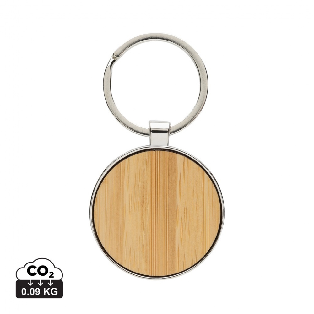 Logotrade promotional gifts photo of: RCS recycled zinc alloy round keychain with bamboo