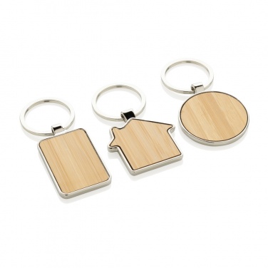 Logo trade promotional products picture of: RCS recycled zinc alloy round keychain with bamboo