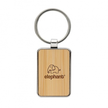 Logo trade business gifts image of: RCS recycled zinc alloy rectangle keychain with bamboo