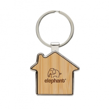 Logotrade promotional merchandise image of: RCS recycled zinc alloy house keychain with bamboo