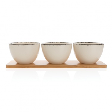 Logo trade promotional gift photo of: Ukiyo 3pc serving bowl set with bamboo tray