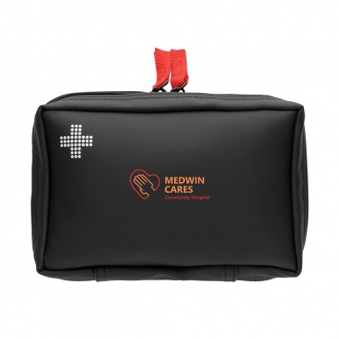Logo trade promotional merchandise picture of: RCS recycled nubuck PU pouch  first aid set
