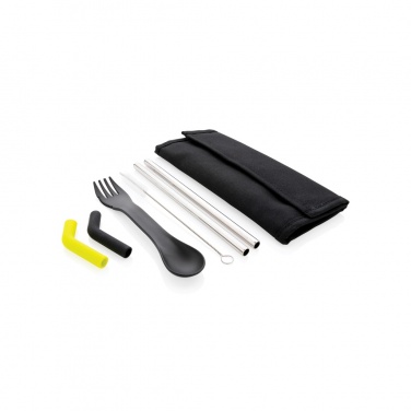 Logotrade promotional item picture of: Tierra 2pcs straw and cutlery set in pouch
