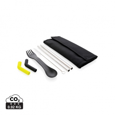 Logotrade promotional items photo of: Tierra 2pcs straw and cutlery set in pouch