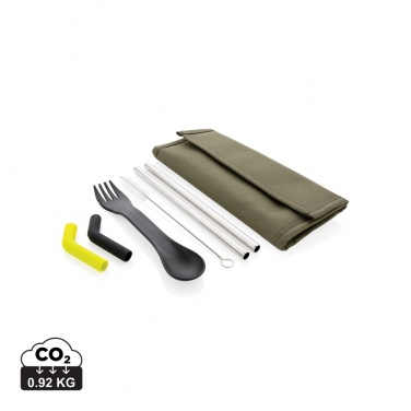 Logotrade promotional item image of: Tierra 2pcs straw and cutlery set in pouch