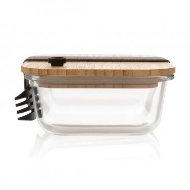 Logo trade promotional items image of: Glass lunchbox with bamboo lid