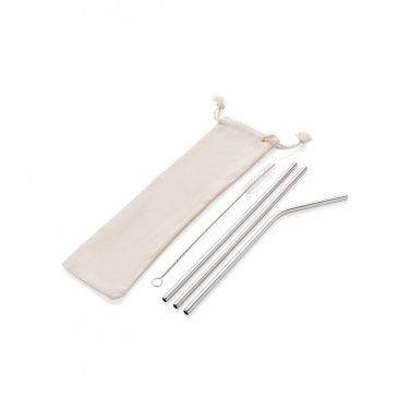 Logo trade promotional merchandise photo of: Reusable stainless steel 3 pcs straw set