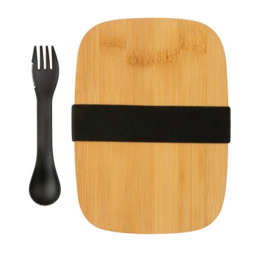 Logotrade promotional products photo of: Stainless steel lunchbox with bamboo lid and spork