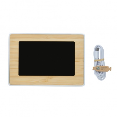 Logo trade promotional products image of: Utah RCS recycled plastic and bamboo LED clock