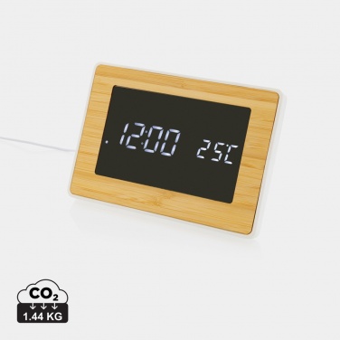 Logo trade advertising products image of: Utah RCS recycled plastic and bamboo LED clock