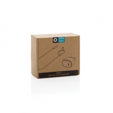 Logo trade promotional products image of: Boost RCS reycled PET 20W type C 2 pcs charging set