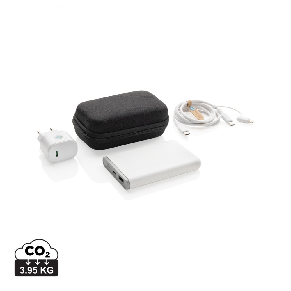 Logo trade corporate gifts image of: Surge RCS recyled PET 20W type C 3 pcs charging set