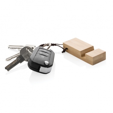 Logotrade promotional products photo of: Standkey bamboo keychain phone stand