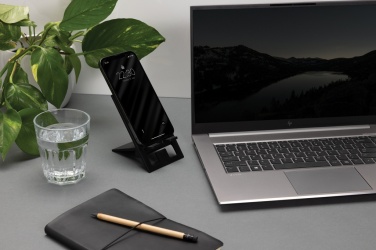 Logo trade promotional merchandise photo of: SnapStand RCS recycled plastic foldable phone stand