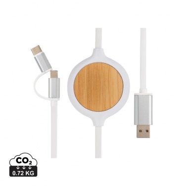 Logotrade promotional giveaway image of: 3-in-1 cable with 5W bamboo wireless charger
