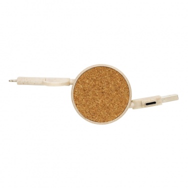 Logo trade promotional merchandise picture of: Cork and Wheat 6-in-1 retractable cable