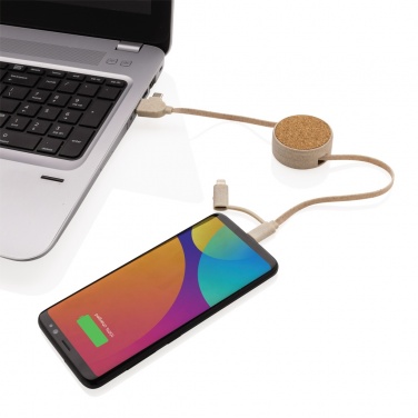 Logotrade promotional product picture of: Cork and Wheat 6-in-1 retractable cable