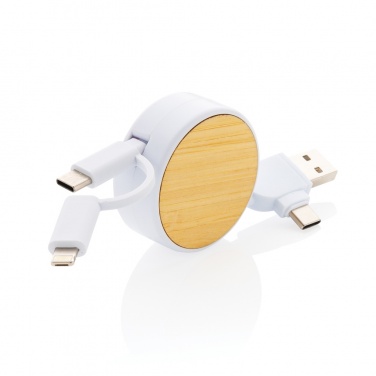 Logo trade promotional merchandise image of: RCS recycled plastic Ontario 6-in-1 retractable cable