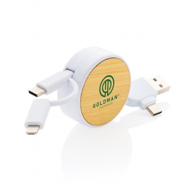 Logotrade promotional product picture of: RCS recycled plastic Ontario 6-in-1 retractable cable