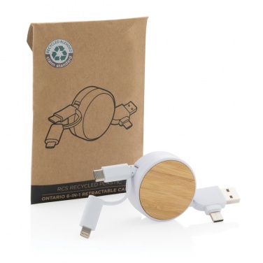 Logo trade promotional gifts picture of: RCS recycled plastic Ontario 6-in-1 retractable cable