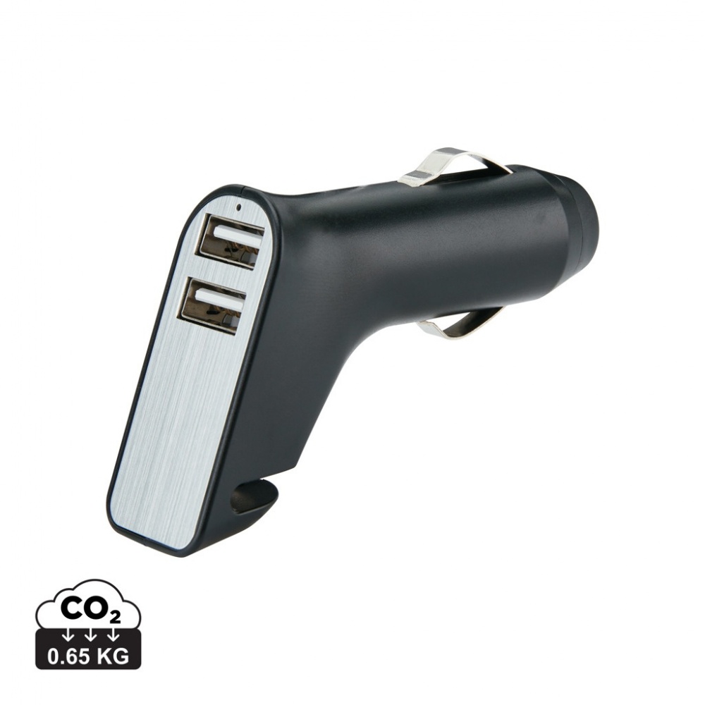 Logotrade promotional items photo of: Dual port car charger with belt cutter and hammer